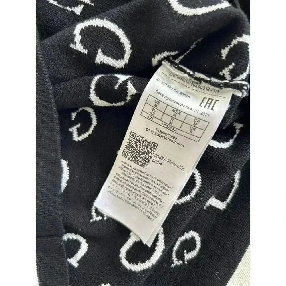 GUESS Monogram G Logo Mini Dress Black White Knit Bodycon Sheath Women’s Size M - Picture 9 of 12
